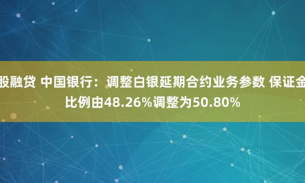 股融贷 中国银行:调整白银延期合约业务参数 保证金比例由48.26%调整为50.80%