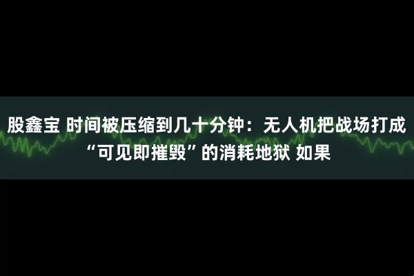 股鑫宝 时间被压缩到几十分钟：无人机把战场打成“可见即摧毁”的消耗地狱 如果
